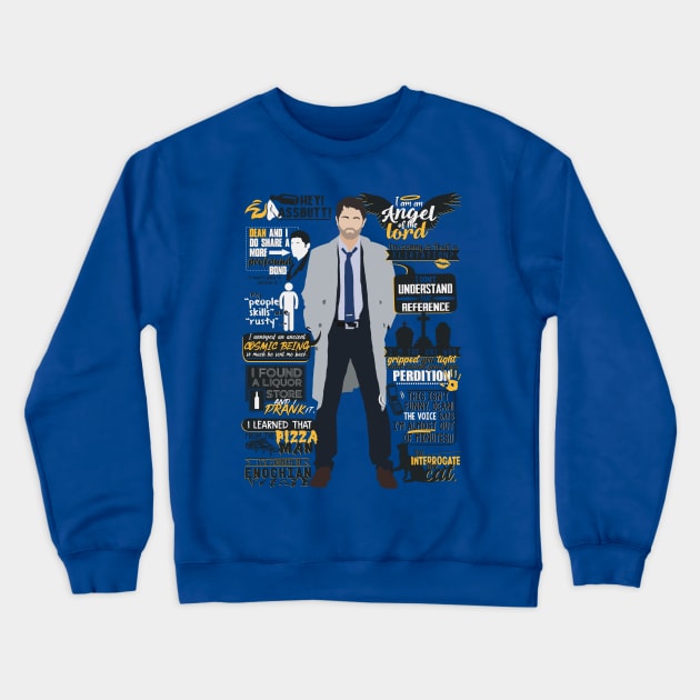 Castiel Quotes Crewneck Sweatshirt by MrSaxon101